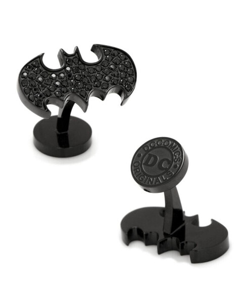 Stainless Steel Pave Crystal Batman Cufflinks