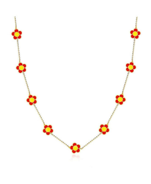 Coral Daisy Necklace 14K Gold