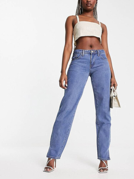 Missyempire low rise split leg jeans in blue