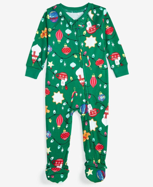 Family Pajamas Baby Cotton Snug-Fit Ornament Toss Footed Family Matching Christmas Pajamas, Created for Macy's