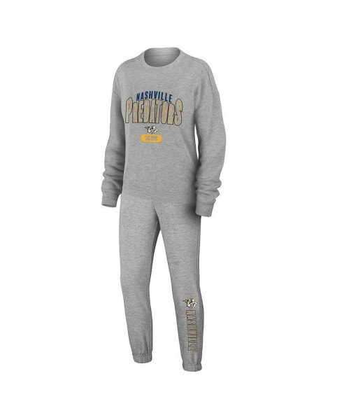 Пижама женская WEAR by Erin Andrews Nashville Predators с длинным рукавом, серого цвета, из трикотажной ткани