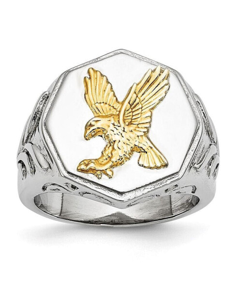 Stainless Steel Yellow IP-plated Sterling Silver Eagle Ring