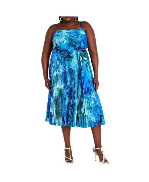 Plus Size Jayda Pleat Print Midi Dress