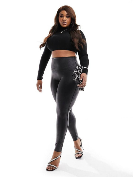 Spanx Plus faux leather high waist sculpting leggings in black