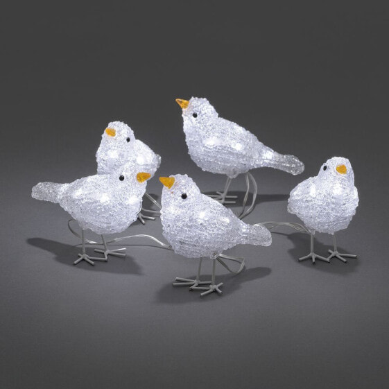 Konstsmide 6144-203 Acryl-Figur EEK G A - Vögel 5er Set Kaltweiß LED Weiß