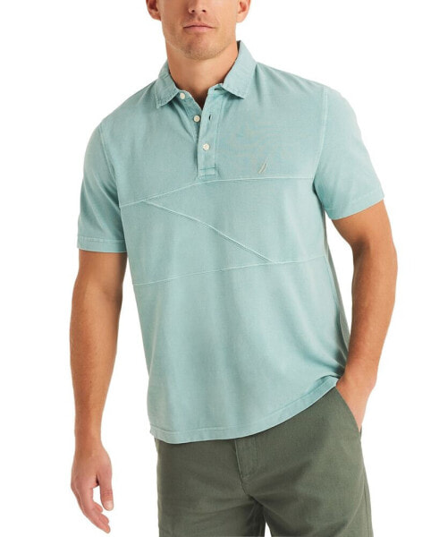 Men's Textured Pieced Piqué Short Sleeve Polo Shirt