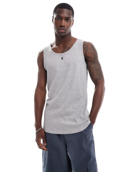 Brave Soul ribbed classic vest in light grey