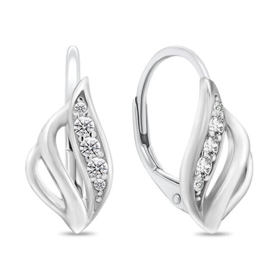 Decent silver earrings with cubic zirconia EA936W