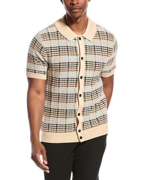 Truth Collared Button-Up Sweater Men's Beige S