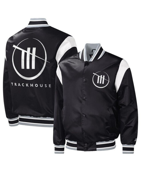 Men's Black TRACKHOUSE RACING Force Play Full-Snap Varsity Jacket