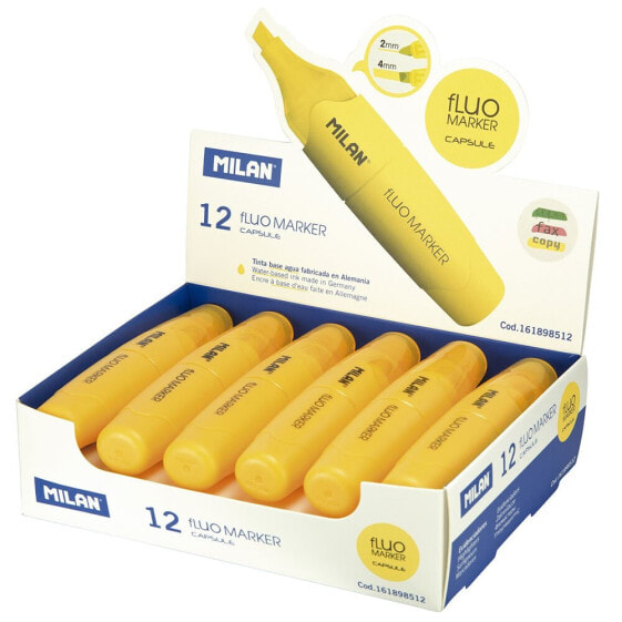 MILAN Display Box 12 Capsule Fluo Yellow Highlighters