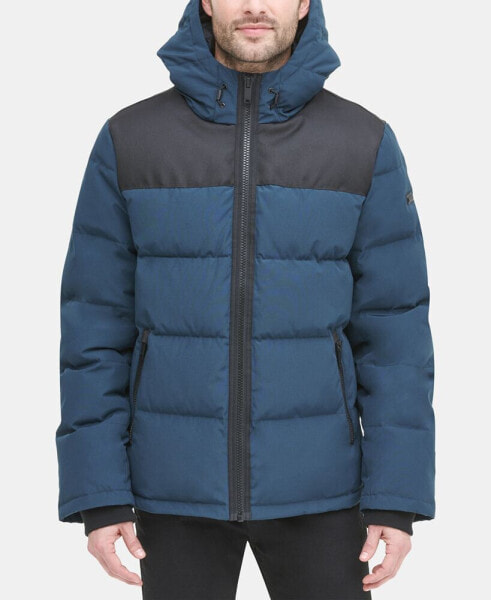 Men's Mixed-Media Puffer Coat, Created for Macy's