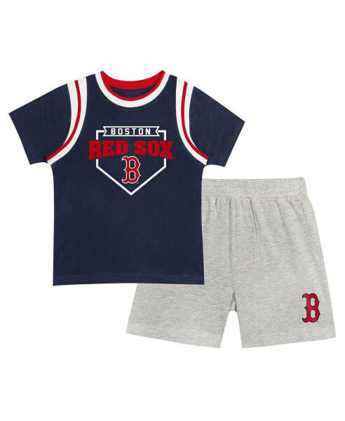 Toddler Navy/Gray Boston Red Sox Bases Loaded T-Shirt Shorts Set