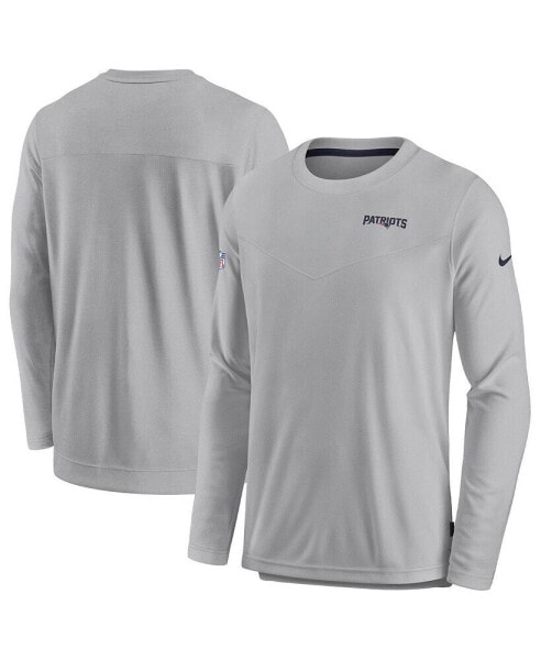 Men's Gray New England Patriots Sideline Lockup Performance Long Sleeve T-shirt