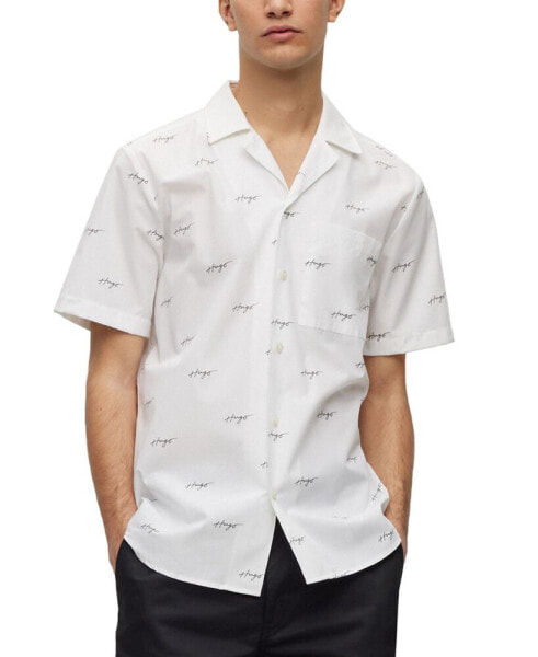 Men's Ellino Regular-Fit Logo-Print Cotton Shirt