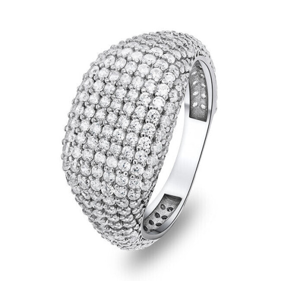Luxury silver ring with zircons RI019W