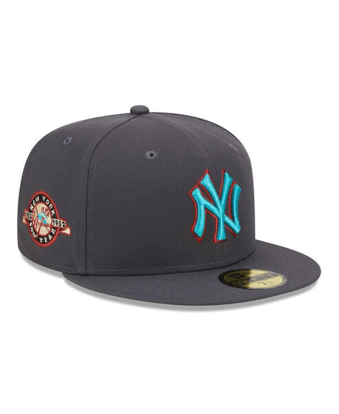 Men's Graphite New York Yankees Print Undervisor 59FIFTY Fitted Hat