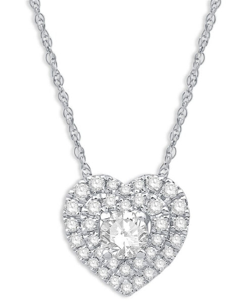Macy's diamond Heart Halo 18" Pendant Necklace (1/2 ct. t.w.) in 10k White Gold