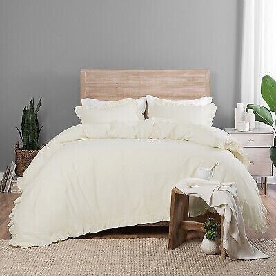 3pc Queen Rona Duvet Cover Set Ivory - Vue Elements