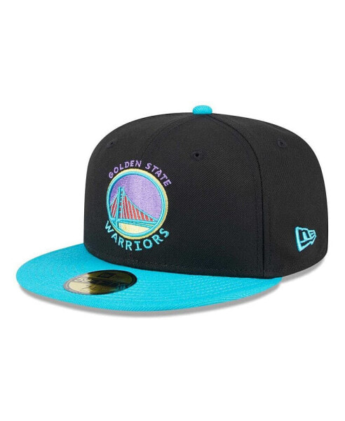 Men's Black, Turquoise Golden State Warriors Arcade Scheme 59FIFTY Fitted Hat