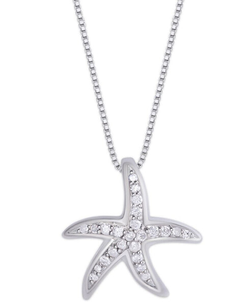 Macy's diamond 1/6 ct. t.w. Starfish Pendant Necklace in Sterling Silver