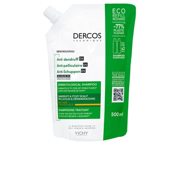 Vichy Dercos Dermatological Shampoo Интенсивный шампунь-уход для сухих волос против перхоти сменный блок (рефилл)