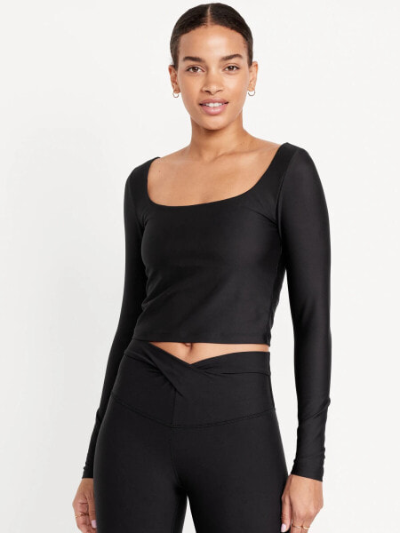 PowerSoft Long-Sleeve Crop Support Top