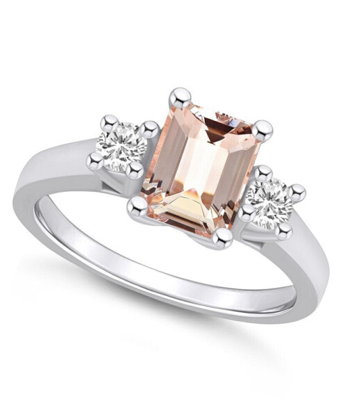 Morganite and Diamond Ring (1-3/8 ct.t.w and 1/4 ct.t.w) 14K White Gold