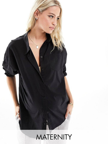 Cotton:On Maternity dad shirt in black