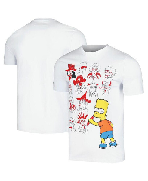 Men's and Women's Bart Simpson White The Simpsons School Doodles T-shirt