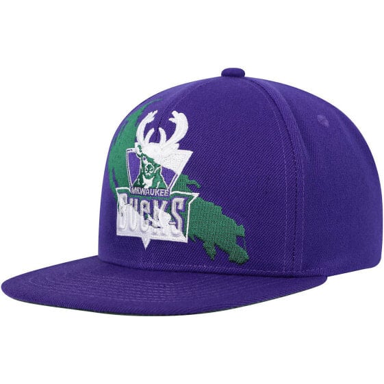 MENS MITCHELL & NESS NBA PAINT BY NUMBER SNAPBACK HWC BUCKS - PURPLE