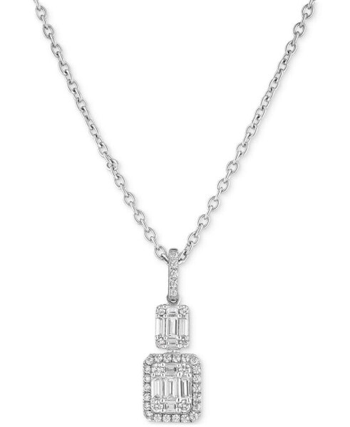 Macy's cubic Zirconia Baguette Cluster 18" Pendant Necklace in Sterling Silver