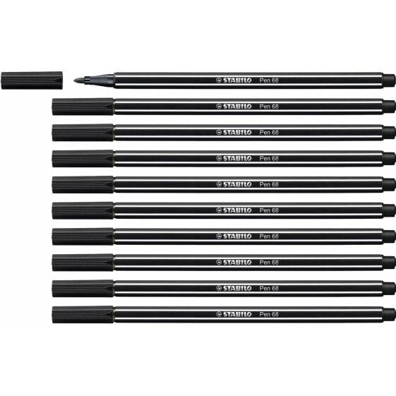 Felt-tip pens Stabilo Pen 68 Black (10 Pieces)