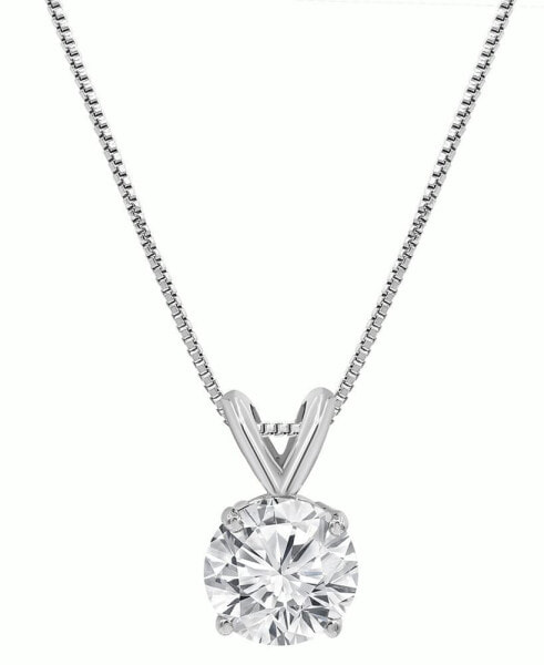 Macy's diamond Solitaire 18" Pendant Necklace (1 ct. t.w.) in 14k White Gold