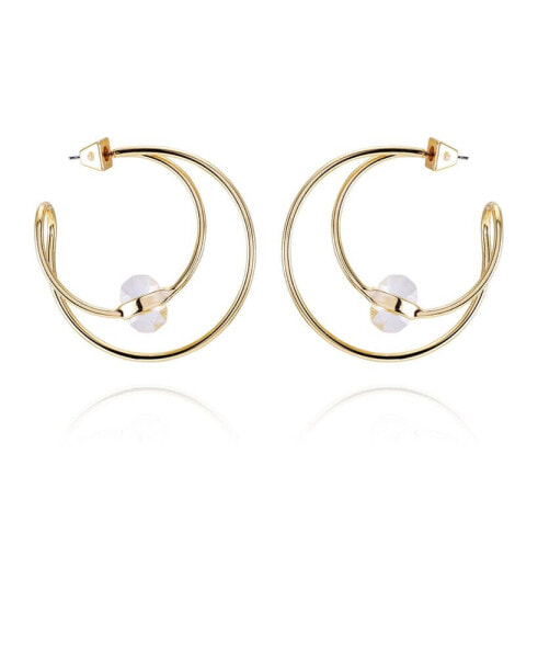 Gold-Tone Spiral Open C Hoop Earrings