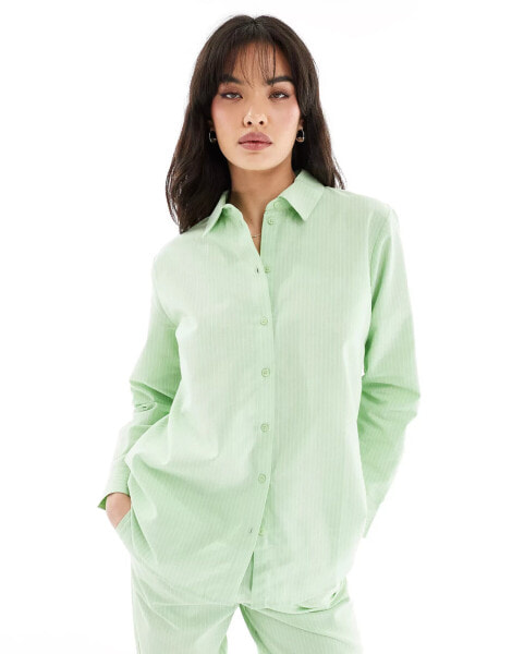 JDY loose fit shirt co-ord light green pinstripe