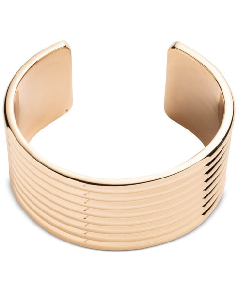 Gold-Tone Wide Ribbed Cuff Bracelet