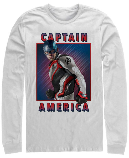 Marvel Men's Avengers Endgame Captain America Portrait, Long Sleeve T-shirt