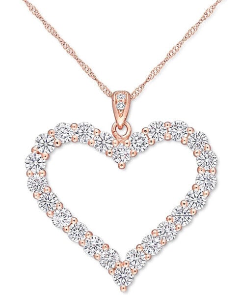 Macy's lab-Created Moissanite Heart 18" Pendant Necklace (2-2/5 ct. t.w.) in 18k Rose Gold-Plated Sterling Silver