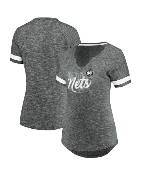 Women's Gray and White Brooklyn Nets Showtime Winning with Pride Notch Neck T-shirt