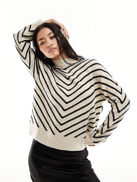 Mango chevron stripe jumper in white