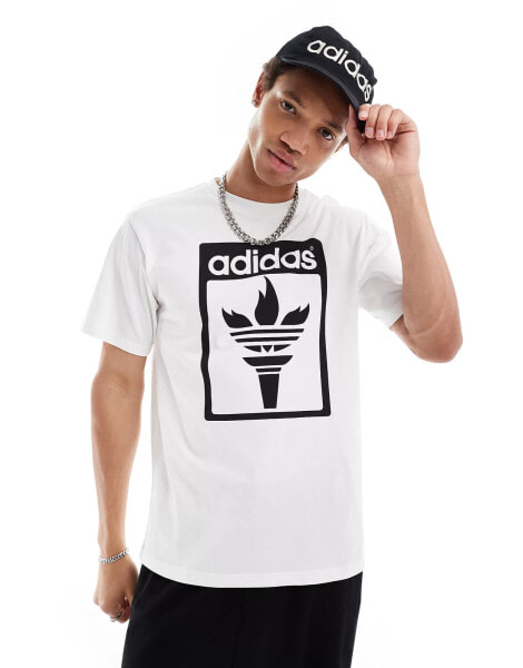 adidas Originals Torch graphic t-shirt in white