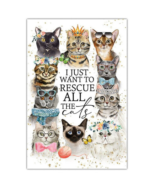 I Just want to Rescue the Cats New Horizons Wood Plaque with Easel and Hook, 6" x 9"