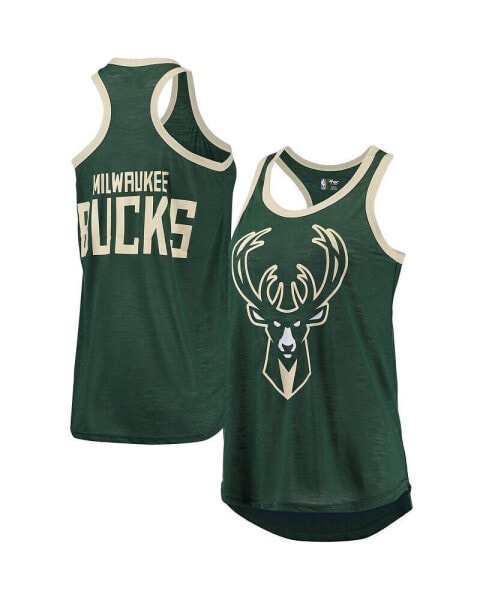 Блузка G-III Sports by Carl Banks женская "Хантер Грин" Milwaukee Bucks Showdown Scoop-Neck Racerback Tank Top