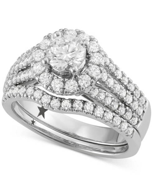 Diamond Halo Engagement Bridal Set (1-3/4 ct. t.w.) in 14k White Gold