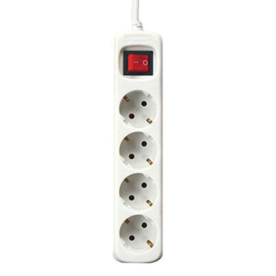 4-socket plugboard with power switch Silver Electronics White