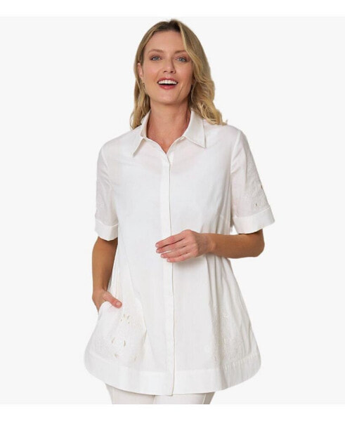 Women's Embroidered Hem Glamtastic Tunic