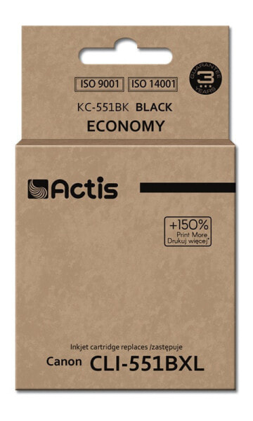 Actis KC-551Bk ink (replacement for Canon CLI-551Bk; Standard; 12 ml; black (with chip) - Standard Yield - Pigment-based ink - 12 ml - 1 pc(s) - Single pack