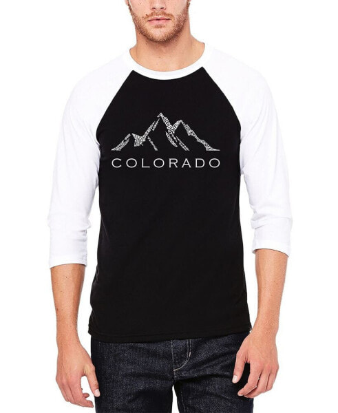 Men's Raglan Sleeves Colorado Ski Towns Baseball Word Art T-shirt