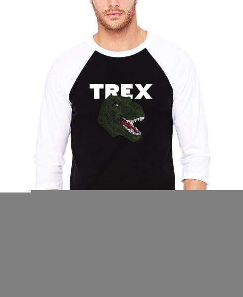 Men's Raglan Baseball Word Art T-Rex Head T-shirt